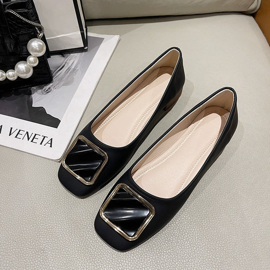 Damen elegante Ballerinas mit modischem Quadrat-Detail EB