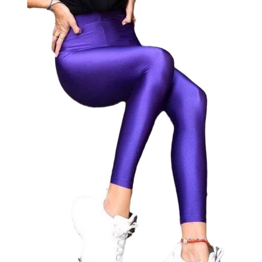 Damen Hochglänzende Fitness-Leggings mit hoher Taille und umfassendem Komfort EB
