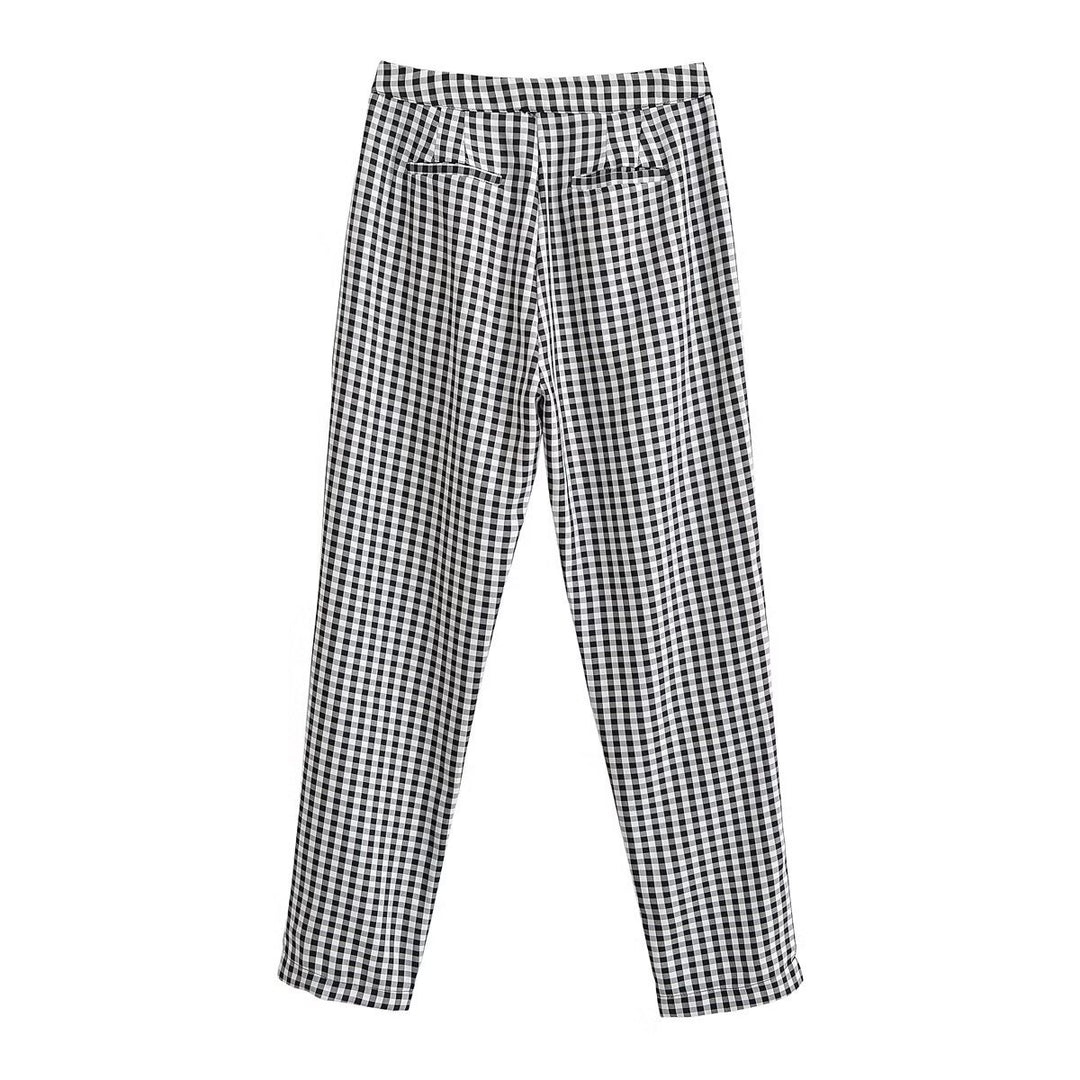 Damen karierten Hose mit lockerem Schnitt EB