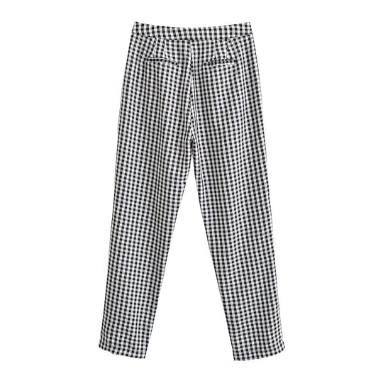 Damen karierten Hose mit lockerem Schnitt EB