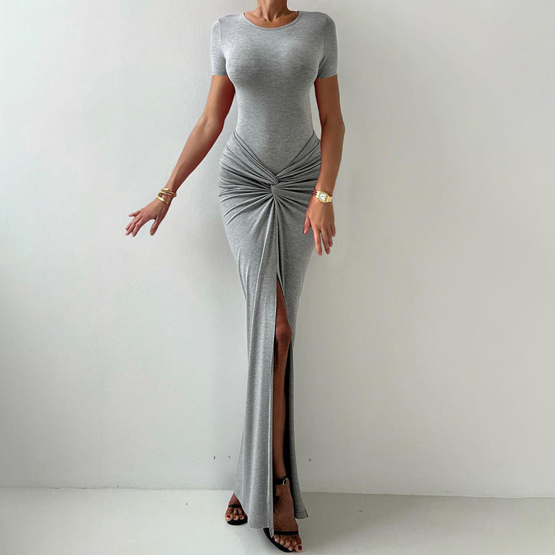Damen Elegantes Maxi-Kleid mit schmeichelndem Knotendetail EB