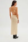 Damen Maxikleid mit raffiniertem Netzdesign und hohem Schlitz EB