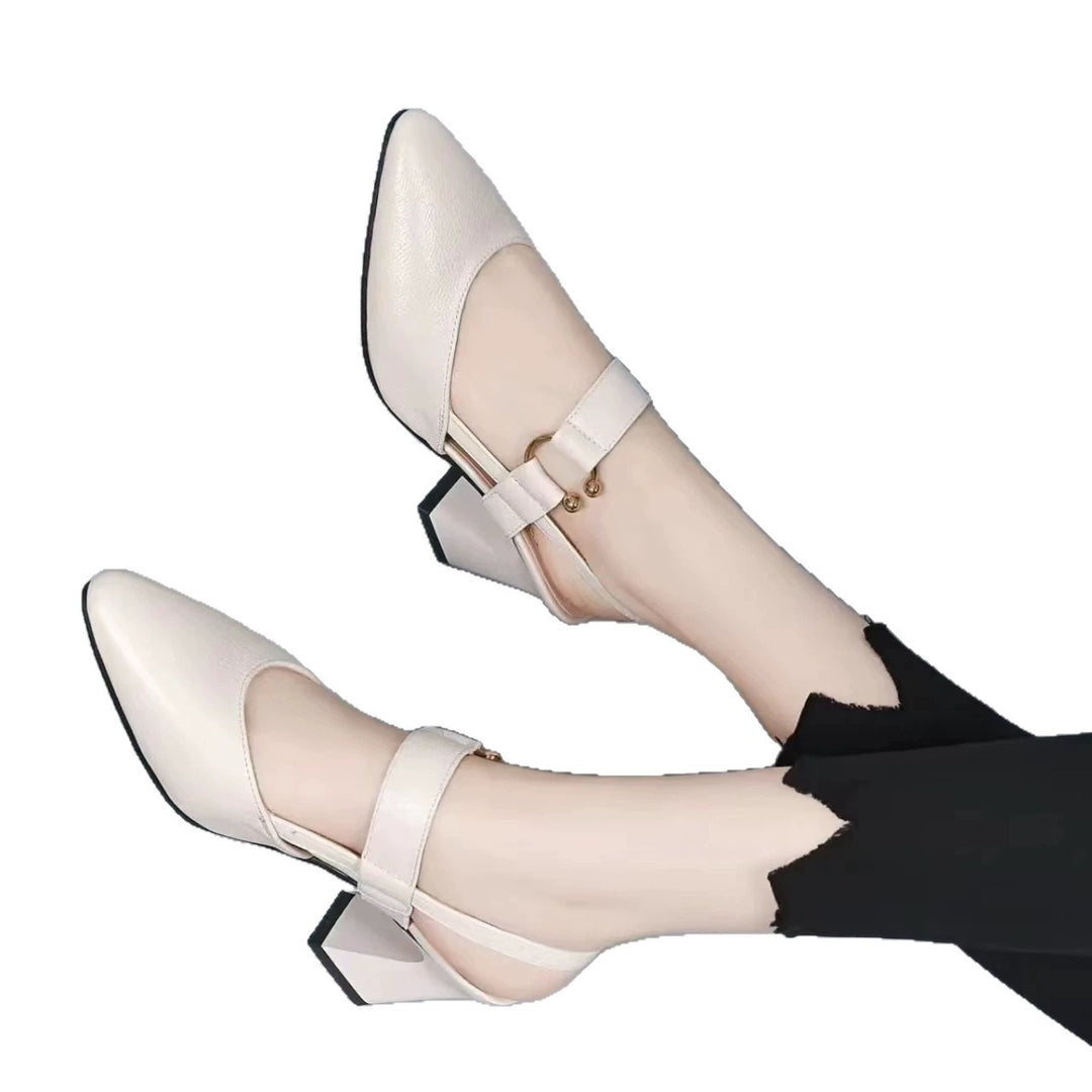 Damen Slingback Pumps mit elegantem Blockabsatz und verstellbarem Riemendesign EB
