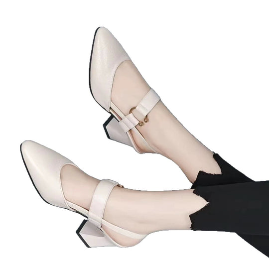 Damen Slingback Pumps mit elegantem Blockabsatz und verstellbarem Riemendesign EB