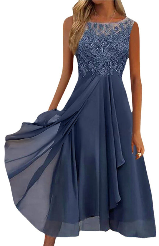 Damen elegante Cocktailkleid mit kunstvollen Spitzenakzenten EB