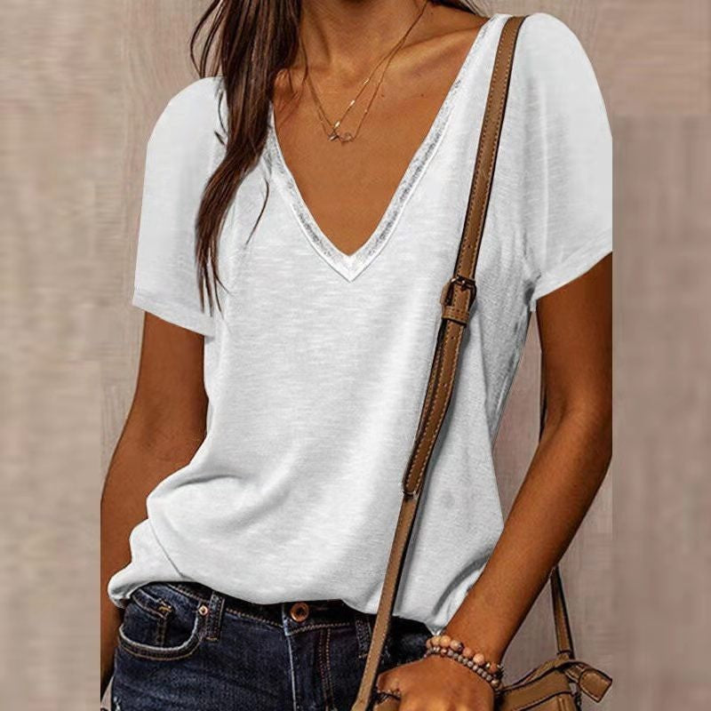 Damen V-Ausschnitt T-Shirt EB