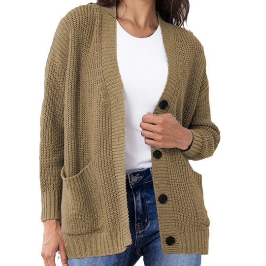 Damen Grobstrick-Cardigan mit praktischen Taschen und lässigem Schnitt EB