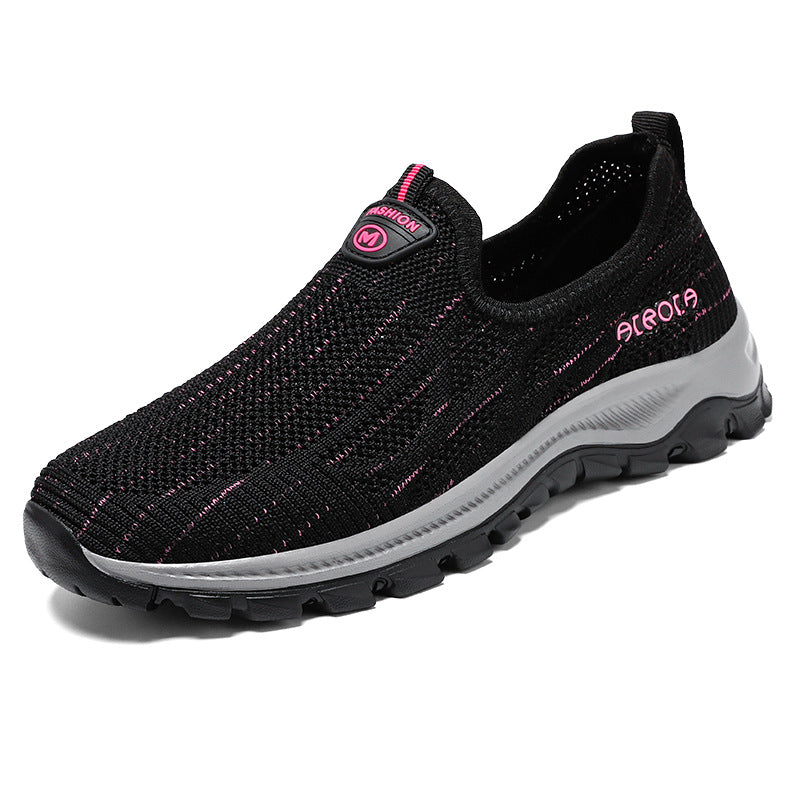 Damen Sportliche Slip-On Schnürschuhe mit atmungsaktiver Oberflächenstruktur und dämpfender Sohle EB