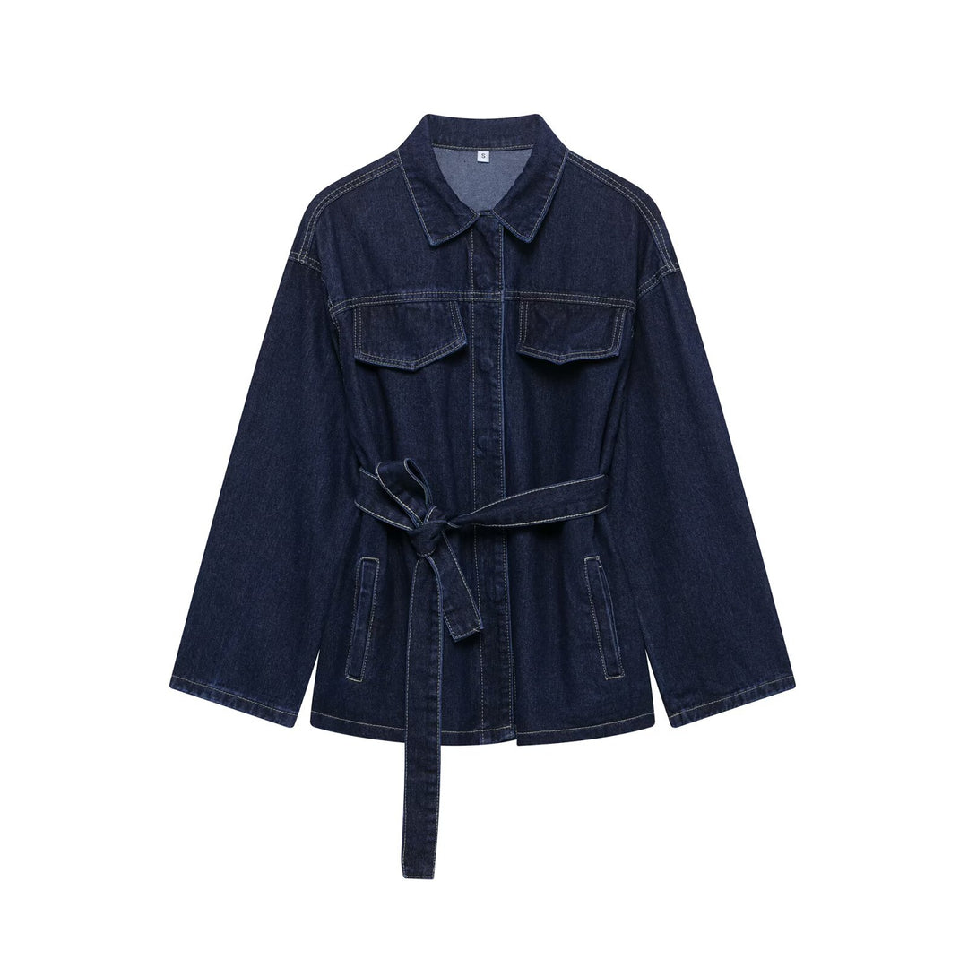 Damen nan hochgeschnittene, weit geschnittene Jeans mit geradem Bein und Fünf-Taschen-Details EB