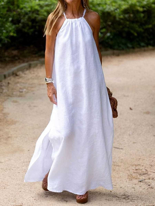 Damen Maxikleid mit Spaghettiträgern und elegantem fließendem Schnitt EB