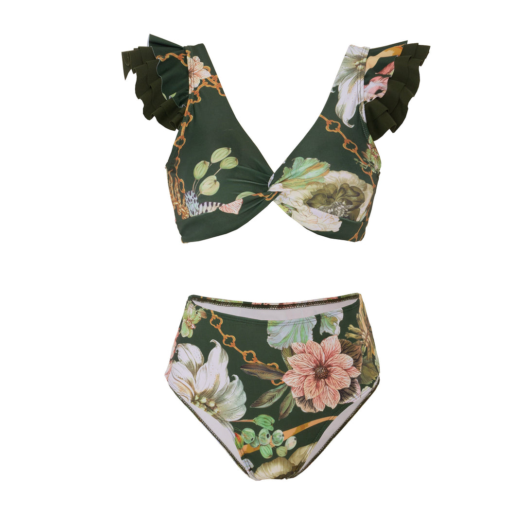 Damen Bikini-Set mit charmantem Rüschendesign und eleganter Strandumhüllung EB