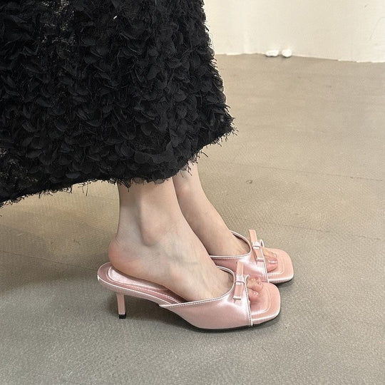 Damen elegante Mules mit Schleifenakzent EB