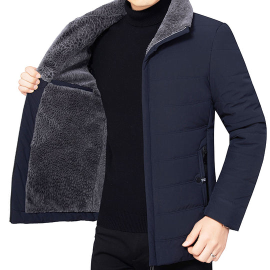 Herren Wattierte Winterjacke mit weichem Plüschfutter, Stehkragen und schmaler Steppung EB