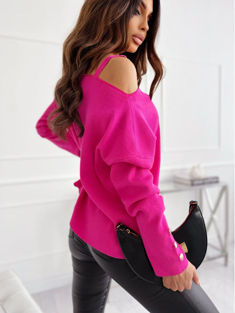 Damen lässiger Pullover mit schulterfreier Detailgestaltung EB