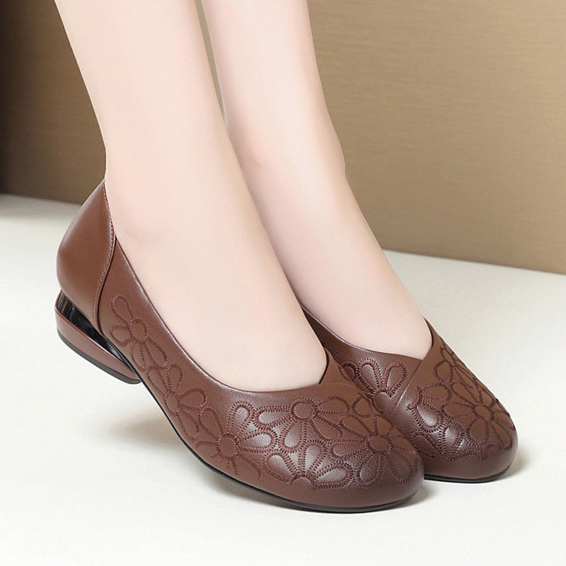 Damen Ballerinas mit floralem Design und elegantem Blockabsatz EB