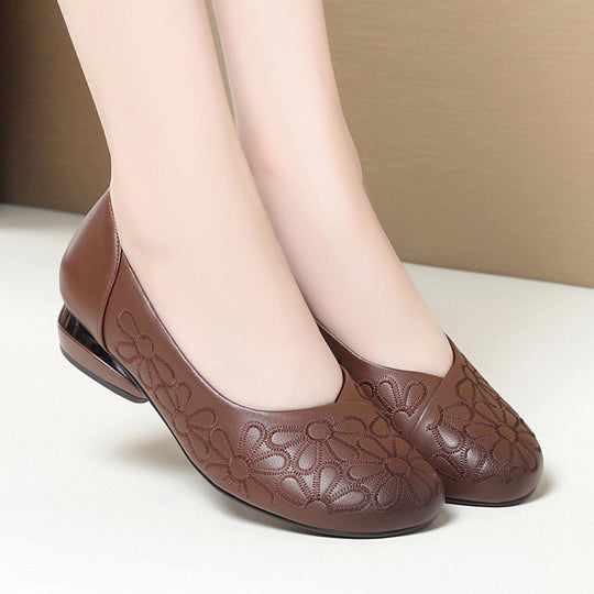 Damen Ballerinas mit floralem Design und elegantem Blockabsatz EB