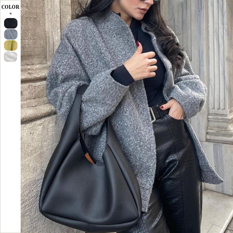 Damen Oversize Softshell-Jacke mit großem Kragen und praktischen Taschen EB