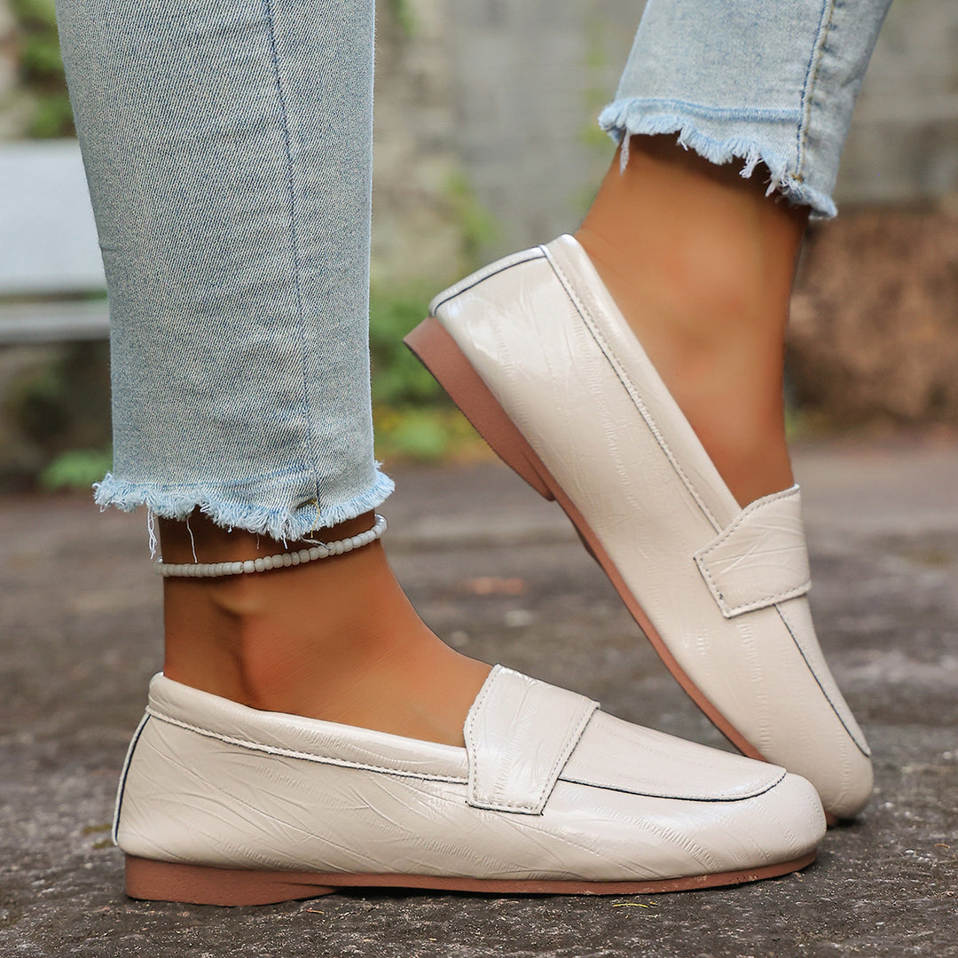 Damen Mokassin-Loafers mit modischer Oberflächenstruktur und weichem Fußbett EB