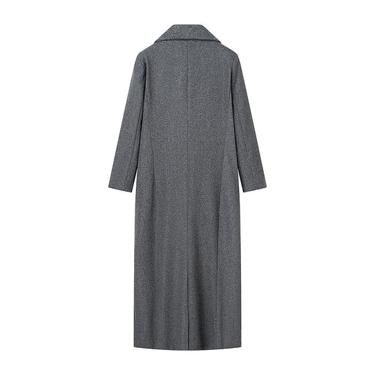 Damen eleganter Wintermantel mit hochschließendem Kragen und praktischen Taschen EB