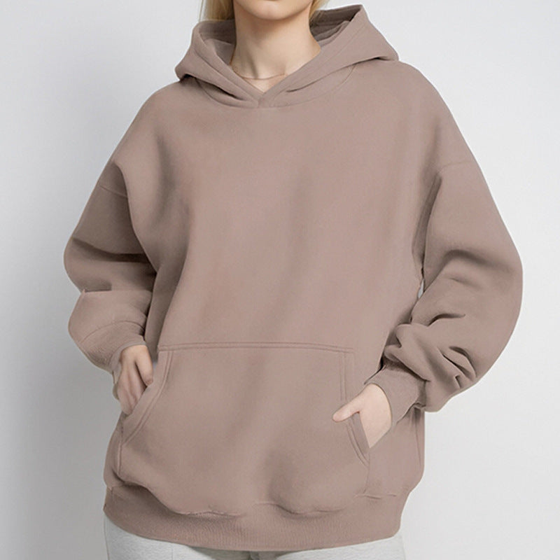 Damen nan extraweites Boxy-Kapuzenpullover mit tiefer Schulterpassform, Känguru-Eingrifftasche und angerauter Innenseite EB