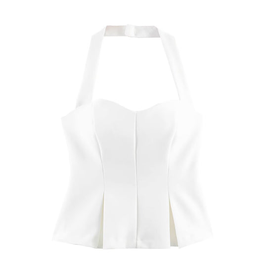 Damen Haltertop mit elegantem Taillenschnitt und feinen Plisseedetails EB