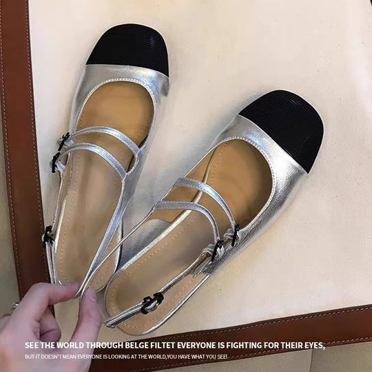 Damen Ballerinas mit stylischen Riemen und modischem Spitzenverschluss EB