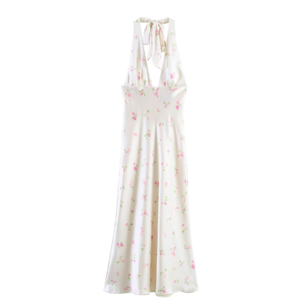 Damen Maxikleid mit feinen Rüschen und floralem Design EB
