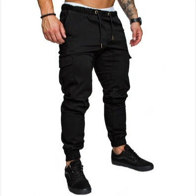 Herren nan taillierter Cargo-Jogger mit elastischem Bund, Kordelzug und aufgesetzten Taschen EB