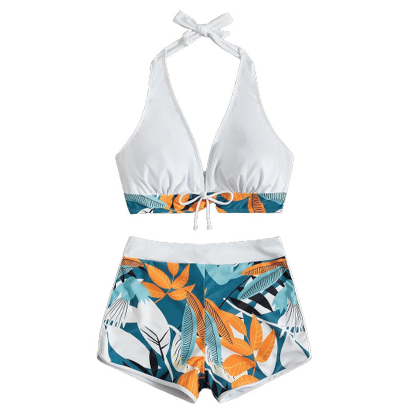 Damen Bikini-Set mit floralem Muster und herausnehmbarem Push-Up-BH EB
