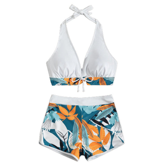 Damen Bikini-Set mit floralem Muster und herausnehmbarem Push-Up-BH EB
