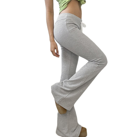 Damen nan ausgestellte Highwaist Loungehose mit elastischem Komfortbund, Bindekordel und weitem Schlag EB