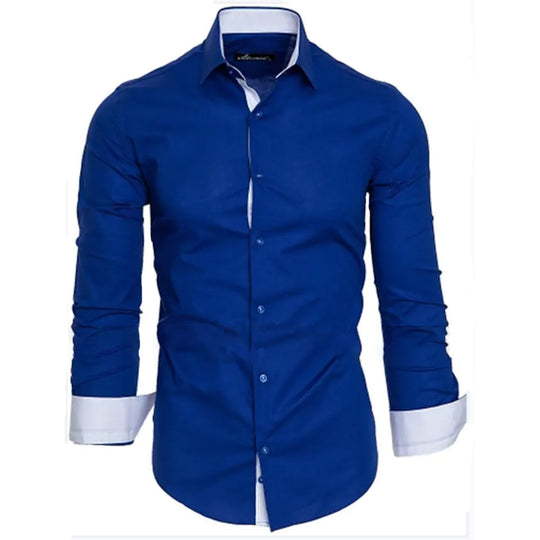 Herren elegantes Langarmhemd mit kontrastierenden Manschetten EB