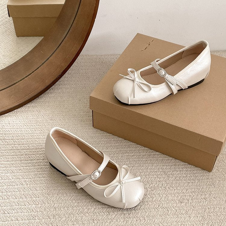 Damen elegante Mary Jane Ballerinas mit modischem Schleifenakzent EB
