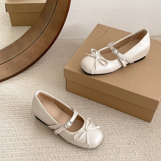 Damen elegante Mary Jane Ballerinas mit modischem Schleifenakzent EB