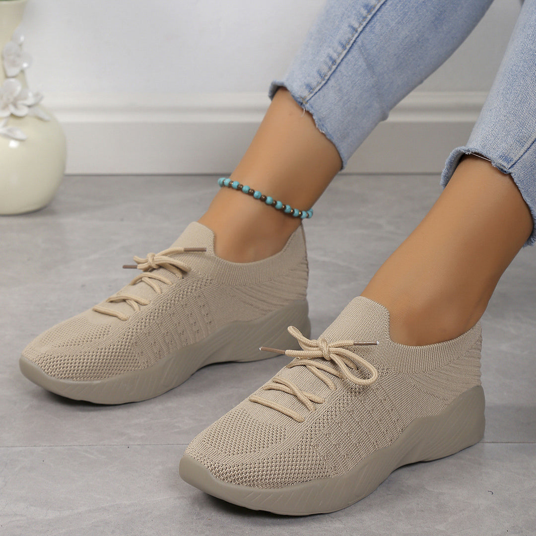 Damen nan gestrickte Slip-On Sneaker mit Memory-Fußbett und rutschfester Wellenlaufsohle EB