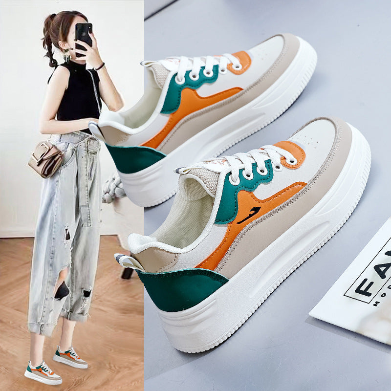 Damen modische Sneakers mit dickem Plateau und atmungsaktiver Obermaterialstruktur EB