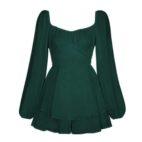 Damen Romantisches Minikleid mit Puffärmeln und verspieltem Schnitt EB