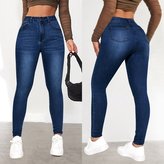 Damen Skinny Jeans mit hohem Bund und figurschmeichelndem Schnitt EB