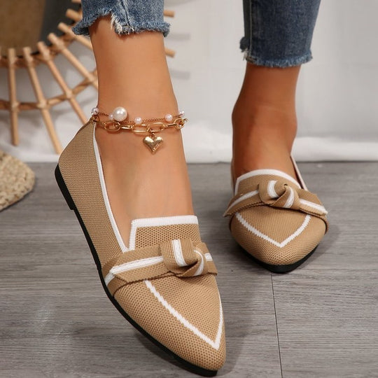 Damen elegante Slip-On Ballerinas mit modischem Knopfdetail EB