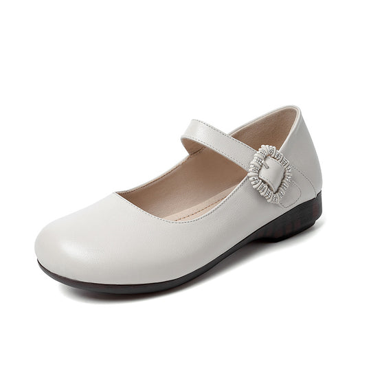 Damen Mary Jane Schuhe mit dekorativer Schnalle und komfortablem Blockabsatz EB