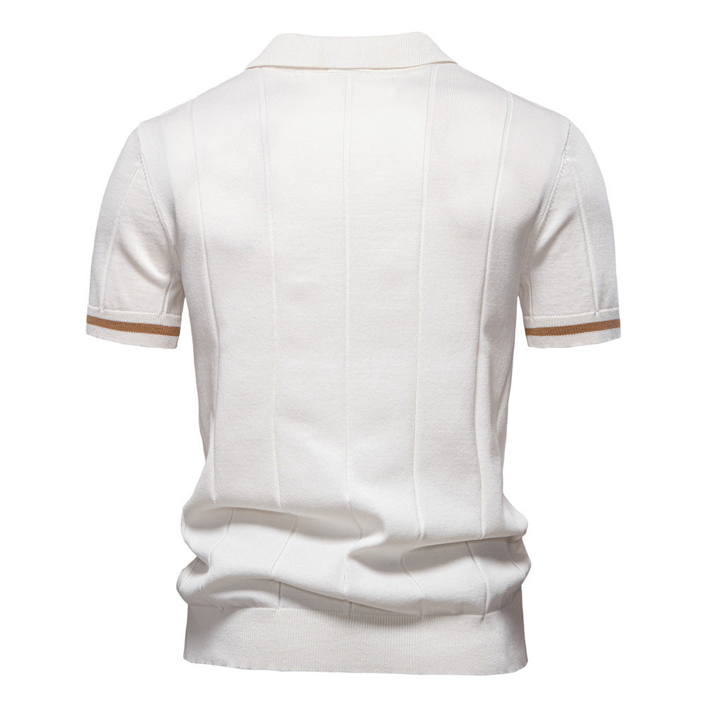 Herren Polohemd mit kurzer Knopfleiste und strukturiertem Design EB