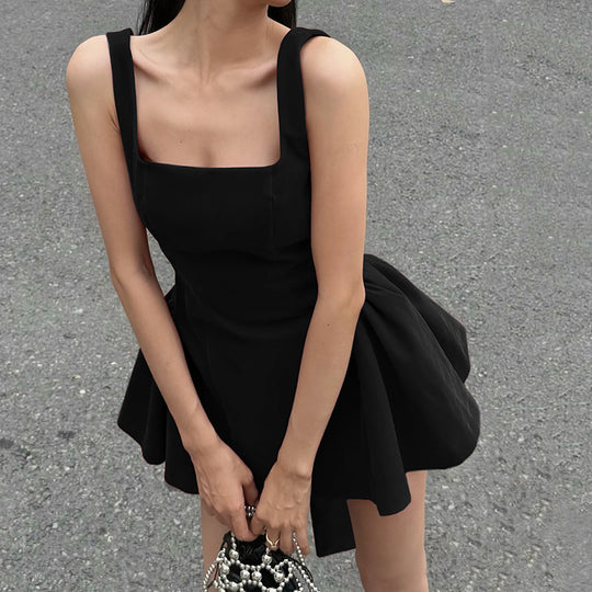 Damen Kurzes Samtkleid mit hochwertigem Schnitt und A-Linien-Silhouette EB