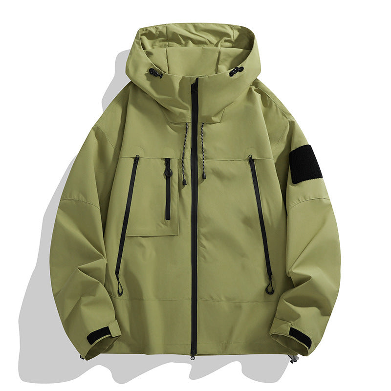 Herren technische Outdoor-Jacke mit verstellbarem Kapuzendesign und multifunktionalen Taschen EB
