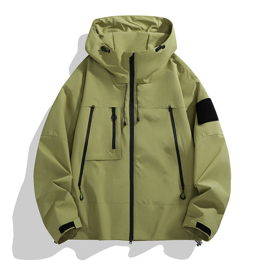 Herren technische Outdoor-Jacke mit verstellbarem Kapuzendesign und multifunktionalen Taschen EB