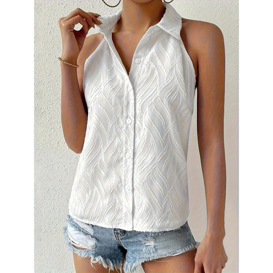 Damen ärmelloses Blusenshirt mit eleganter Struktur EB