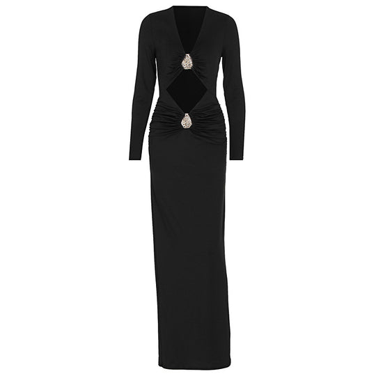Damen Glamouröses Abendkleid mit raffinierten Cut-Outs und funkelnden Details EB