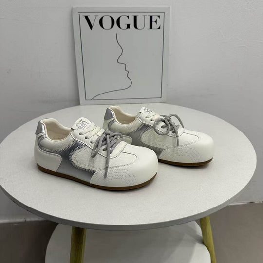 Damen Sportliche Sneakers mit modischer Lederverarbeitung und rutschfester Sohle EB