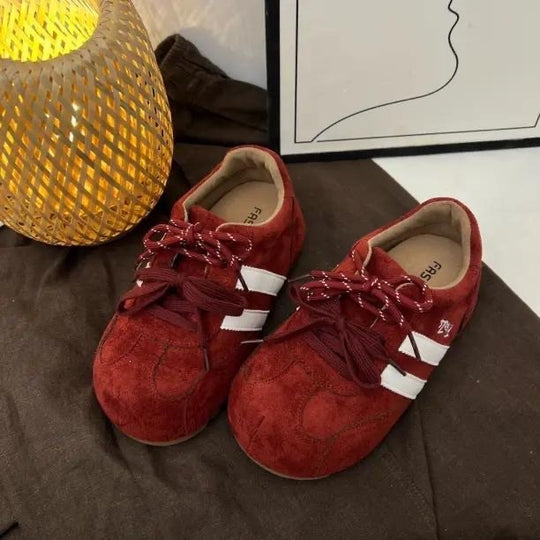 Damen modische Riemchen Sneaker aus Wildleder EB