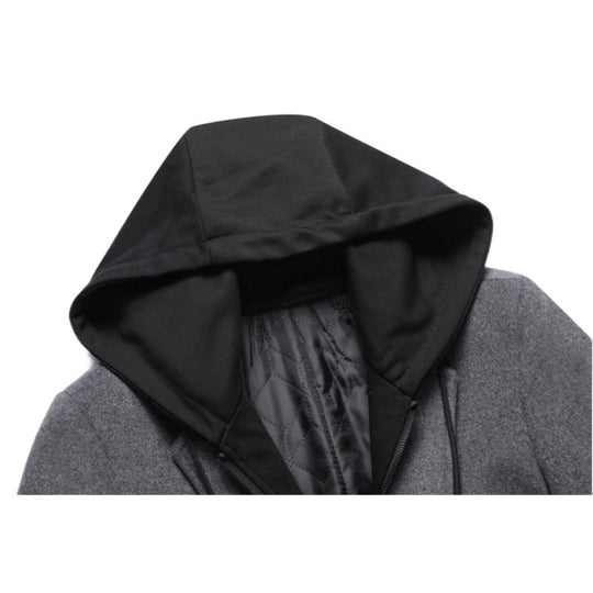 Damen modische Longjacke mit abnehmbarer Kapuze und trendigem Innenfutter EB