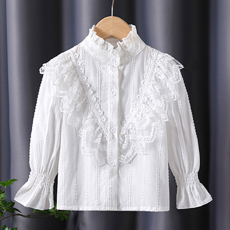 Mädchen Rüschenbluse mit eleganten Spitzenakzenten EB